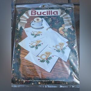 Bucilla Christmas Music Stamped Cross Stitch (set Of 8) Napkin Kit Sealed‎